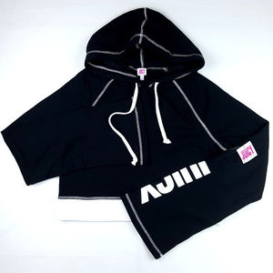 Pitch Black Track Fleece Cropped Pullover